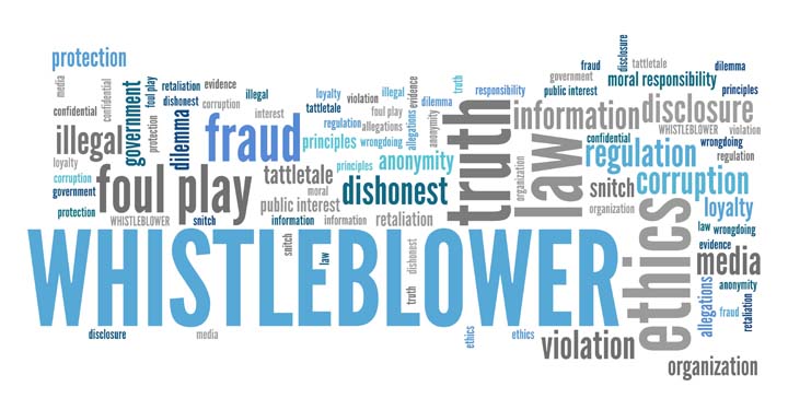 Muchas palabras relacionadas con el "denunciante" en azul y gris