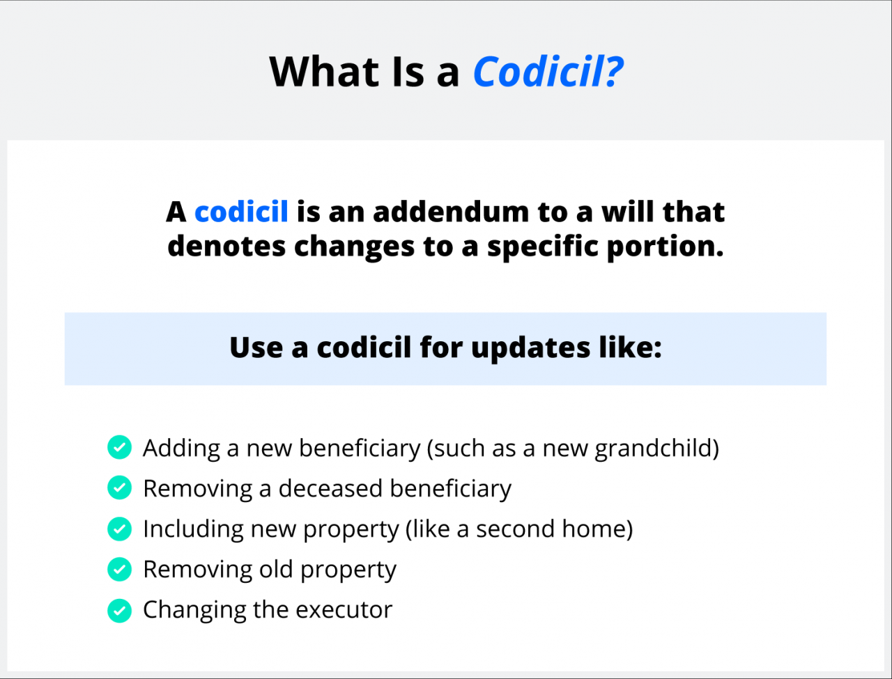 ¿Qué es un codicilo?